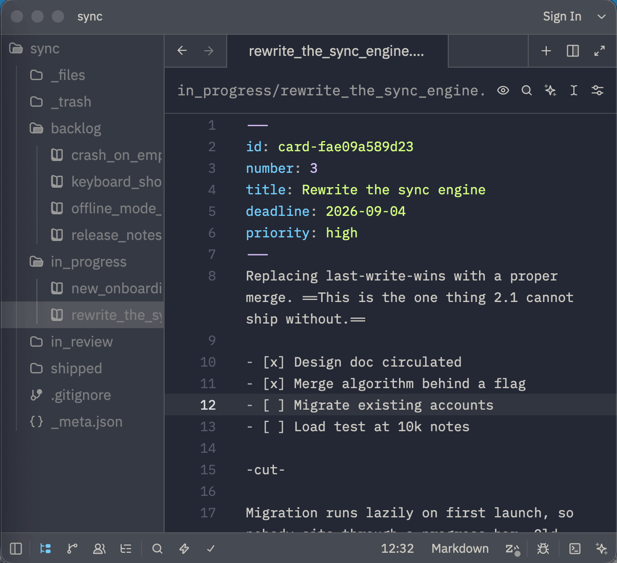 The same board as a folder of markdown files